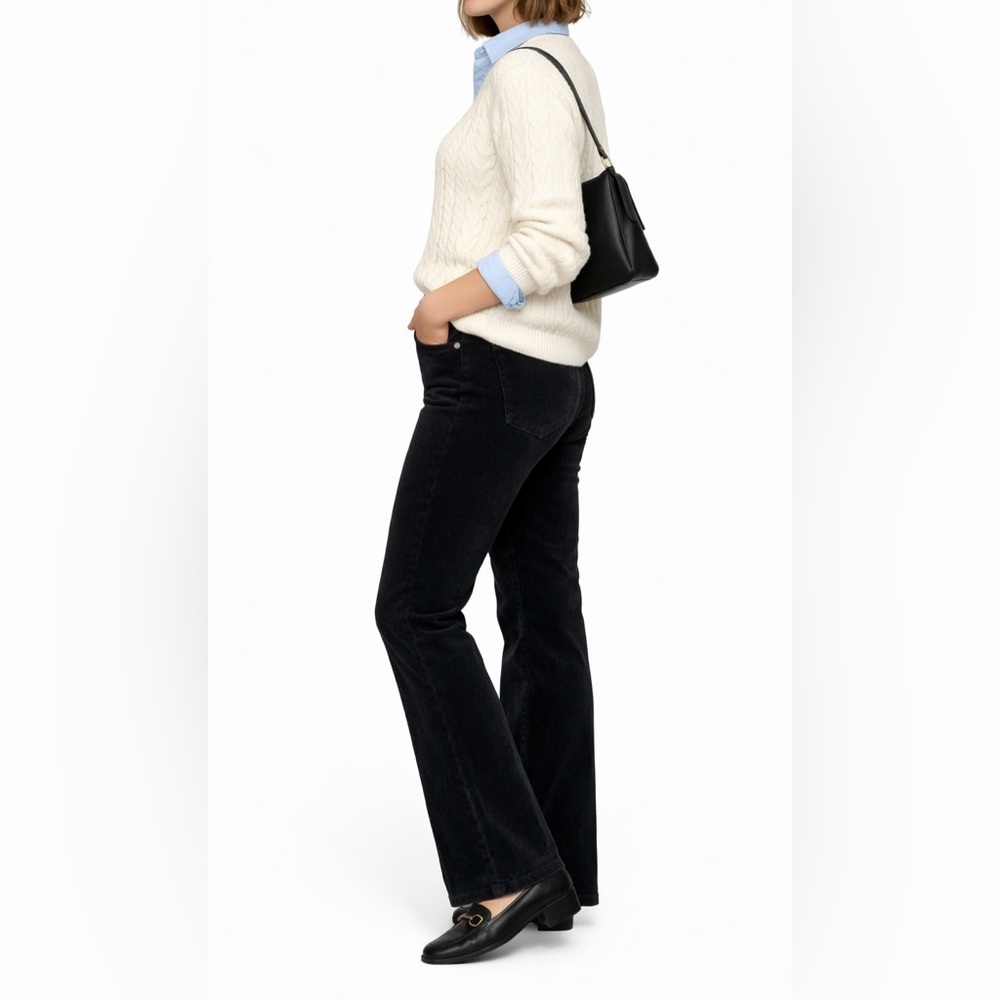 KUT from the Kloth Karen Bootcut Corduroy Jeans Black Minimalist Chic Pants Sz 8 - Picture 2 of 13
